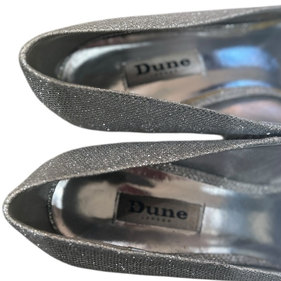 Dune London Bellas shimmering Silver metallic kitten Heels size Eu41 or 11 - Picture 8 of 11